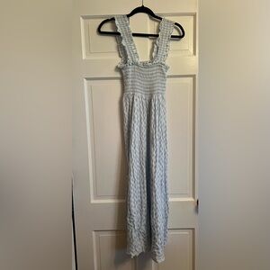 Petal & Pup Light Blue and white checkered Maxi Dress